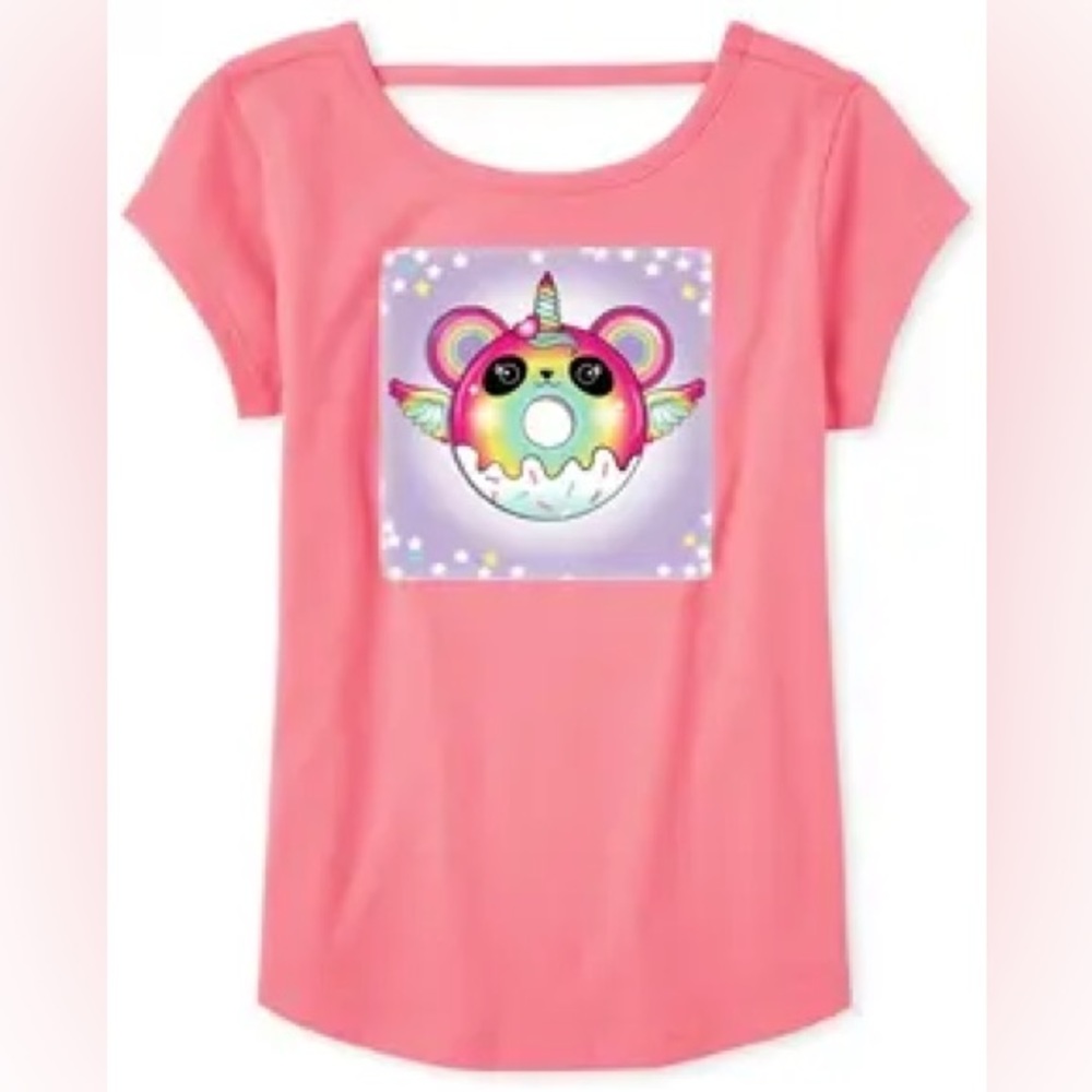THE CHILDREN PLACE girls Lenticular Pandacorn Donut Cut Out Top